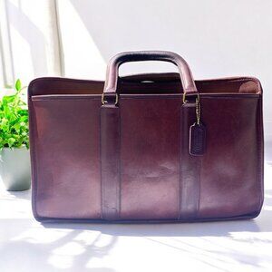 Coach Vintage Burgundy Leather Slim Satchel Large 1970s/80s Full Grain Cowhide